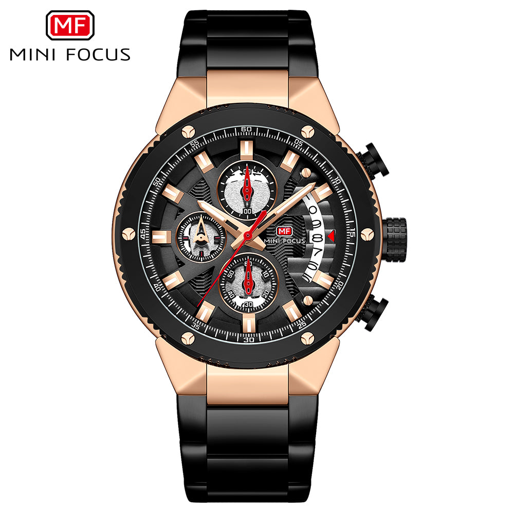 BLACK - ROSE GOLD CHRONOGRAPH WITH DATE DISPLAY