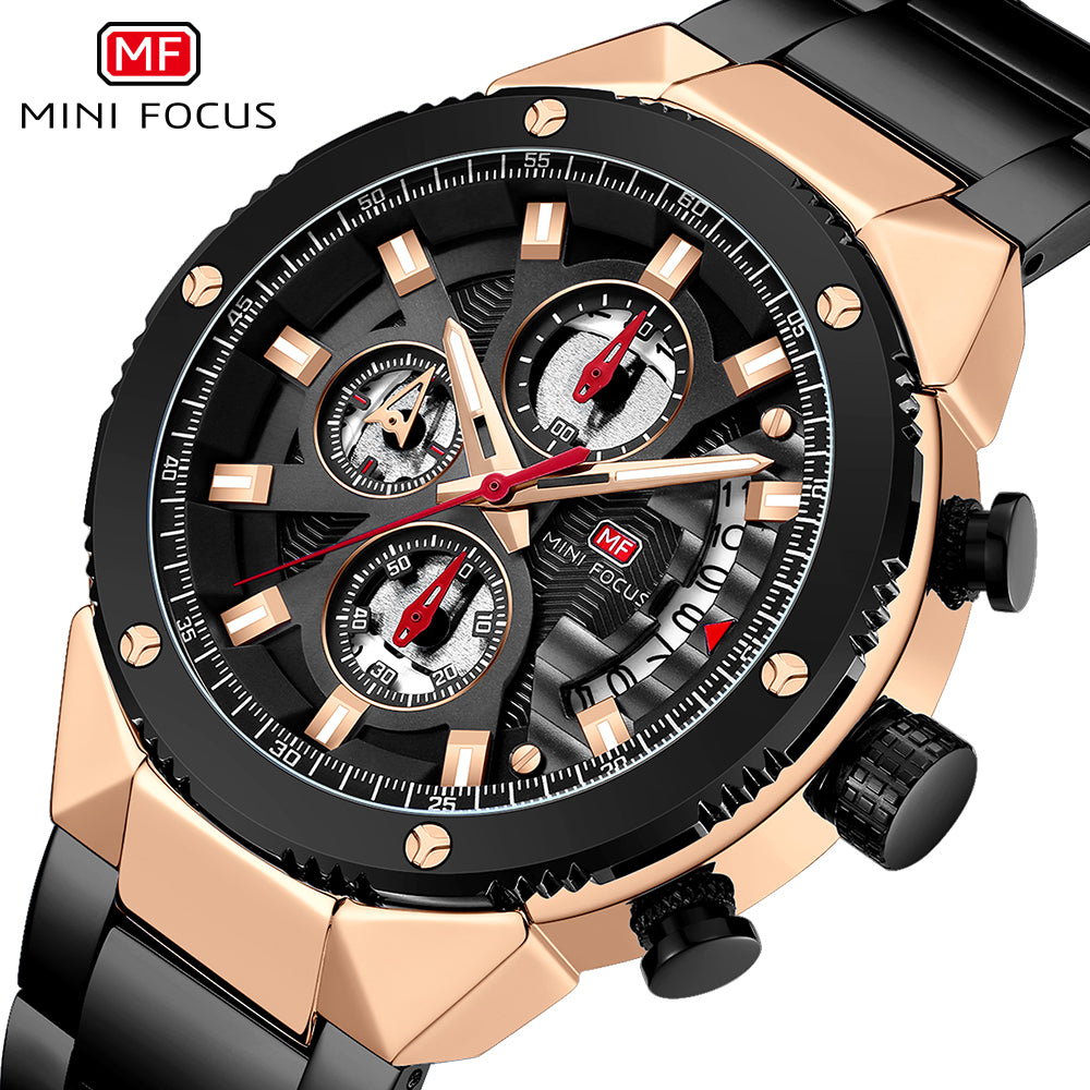 BLACK - ROSE GOLD CHRONOGRAPH WITH DATE DISPLAY