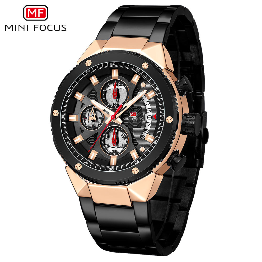 BLACK - ROSE GOLD CHRONOGRAPH WITH DATE DISPLAY