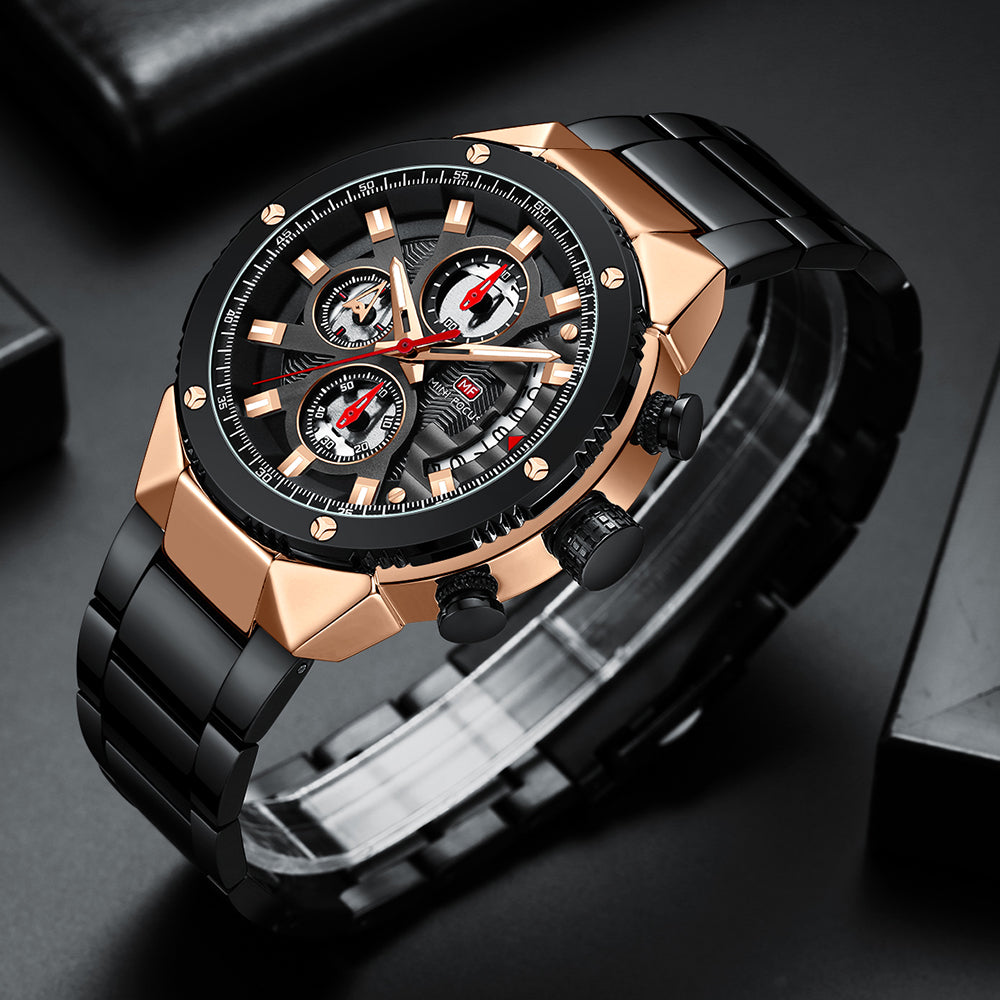 BLACK - ROSE GOLD CHRONOGRAPH WITH DATE DISPLAY
