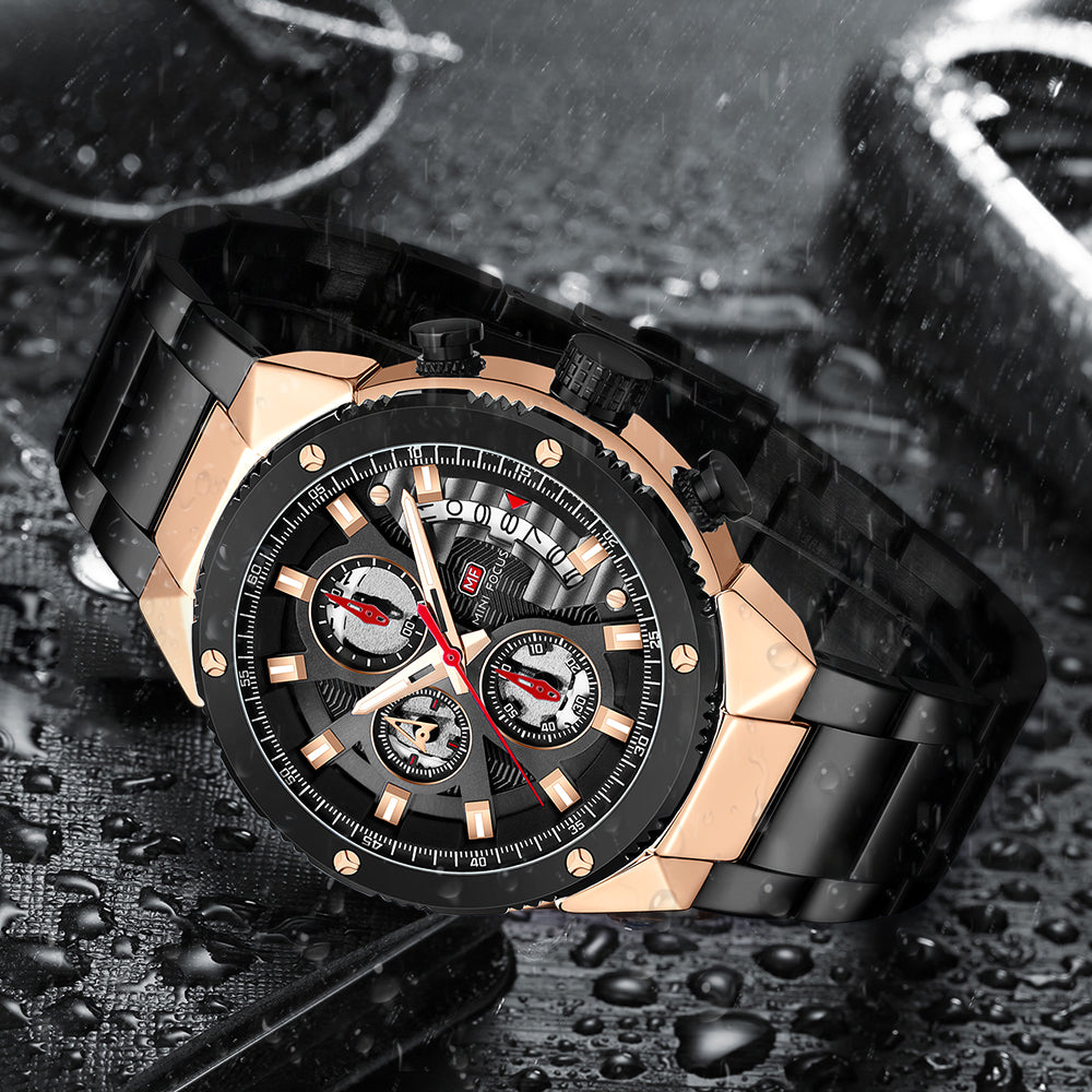 BLACK - ROSE GOLD CHRONOGRAPH WITH DATE DISPLAY