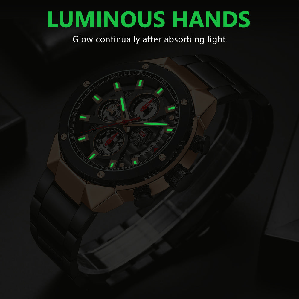 BLACK - ROSE GOLD CHRONOGRAPH WITH DATE DISPLAY