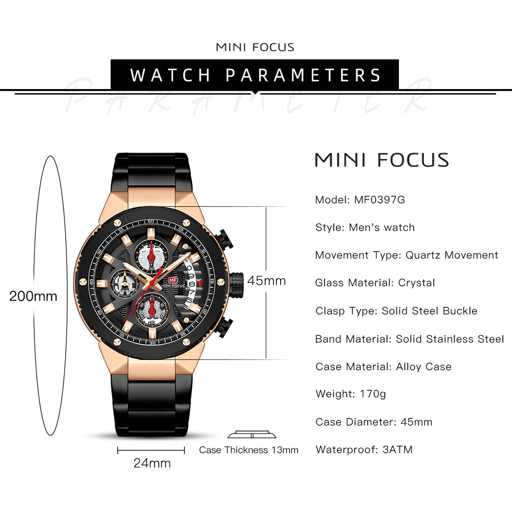 BLACK - ROSE GOLD CHRONOGRAPH WITH DATE DISPLAY