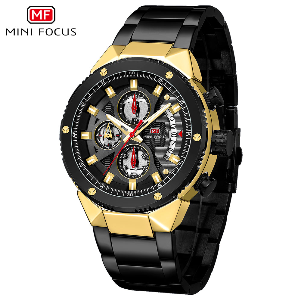 Mini focus MF0397G.04 BLACK METAL STRAP GOLD-BLACK DIAL