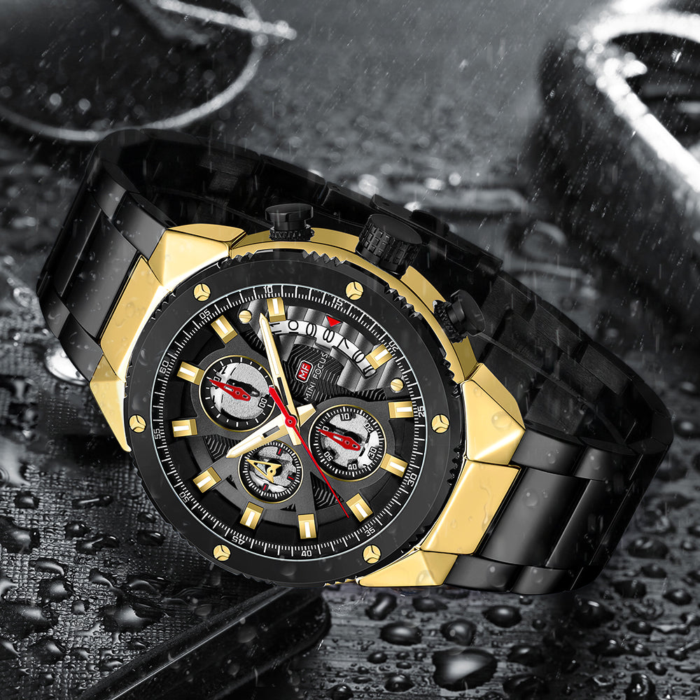 Mini focus MF0397G.04 BLACK METAL STRAP GOLD-BLACK DIAL