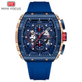 Mini Focus MF0399G.02 Elite Navy Chronograph Sports Watch – Rose Gold Precision & Vibrant Blue Silicon Belt