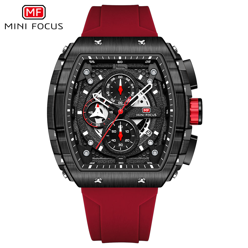 Mini Focus MF0399G.04 Inferno Black Chronograph Sports Watch – Rose Gold Fury & Crimson Red Power