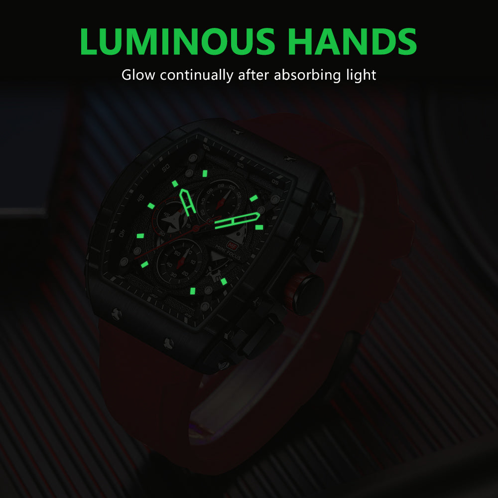 Mini Focus MF0399G.04 Inferno Black Chronograph Sports Watch – Rose Gold Fury & Crimson Red Power