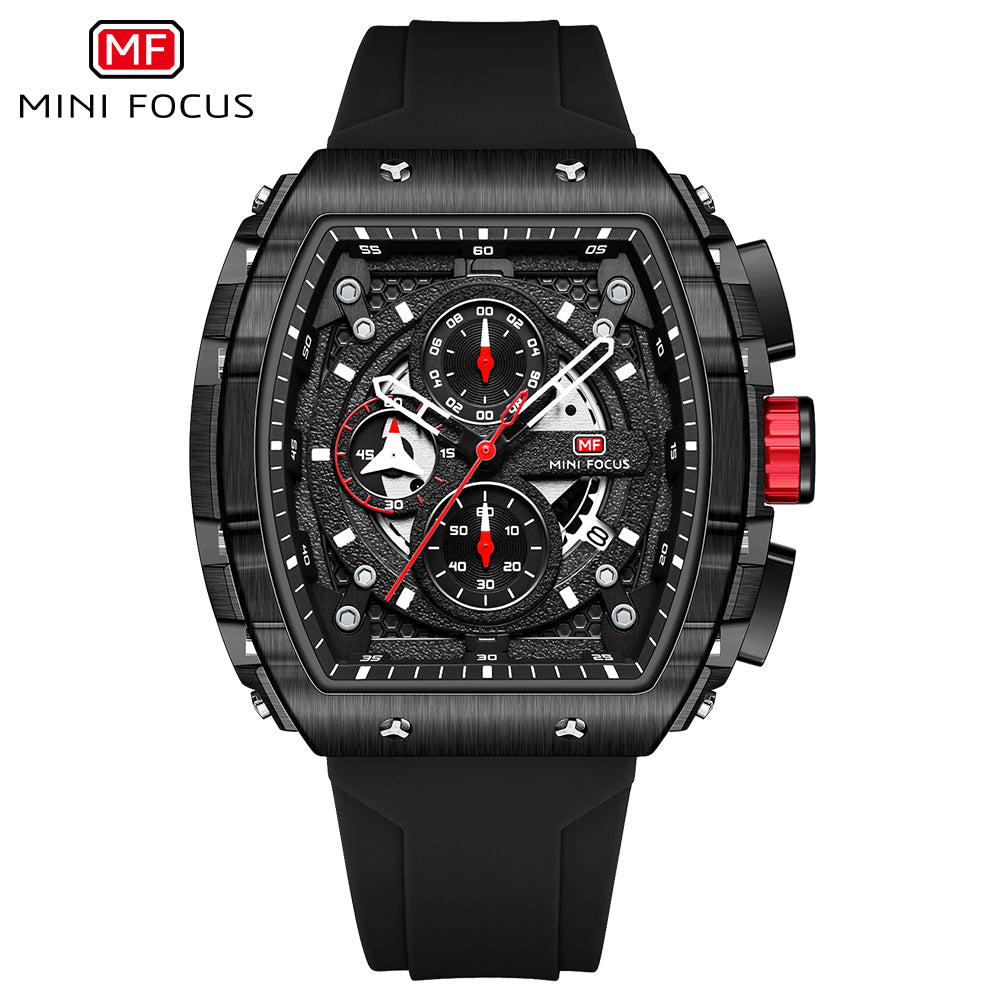 Mini Focus MF0399G.05 Apex Chronograph Black Watch Square Shaped with Date Display for Men
