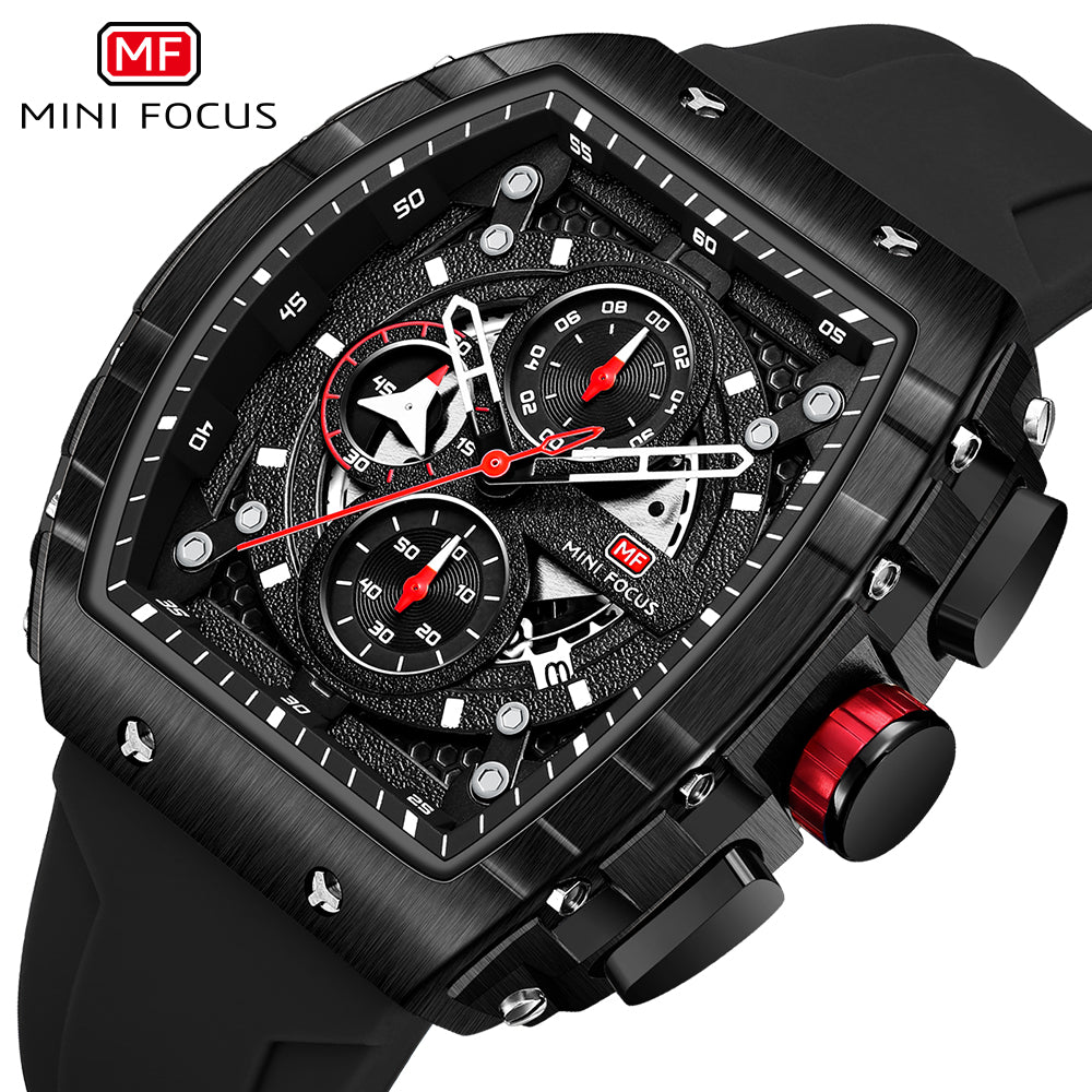 Mini Focus MF0399G.05 Apex Chronograph Black Watch Square Shaped with Date Display for Men