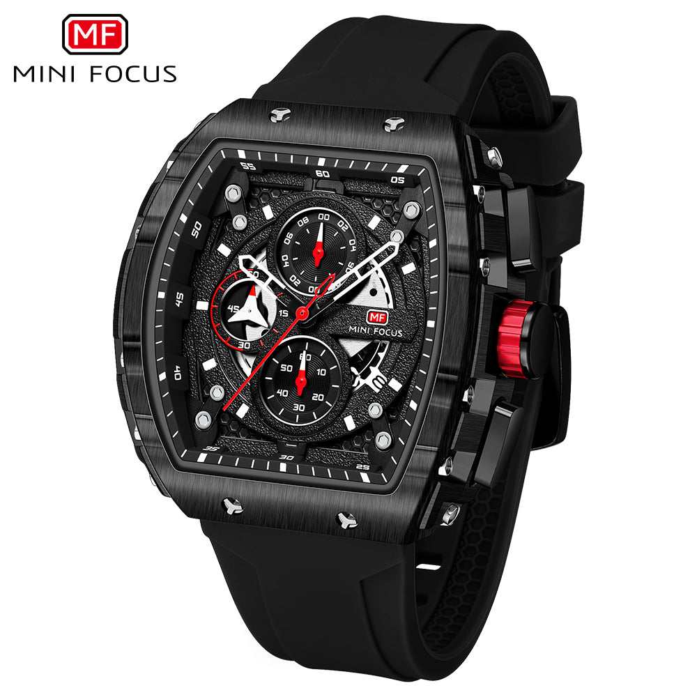 Mini Focus MF0399G.05 Apex Chronograph Black Watch Square Shaped with Date Display for Men