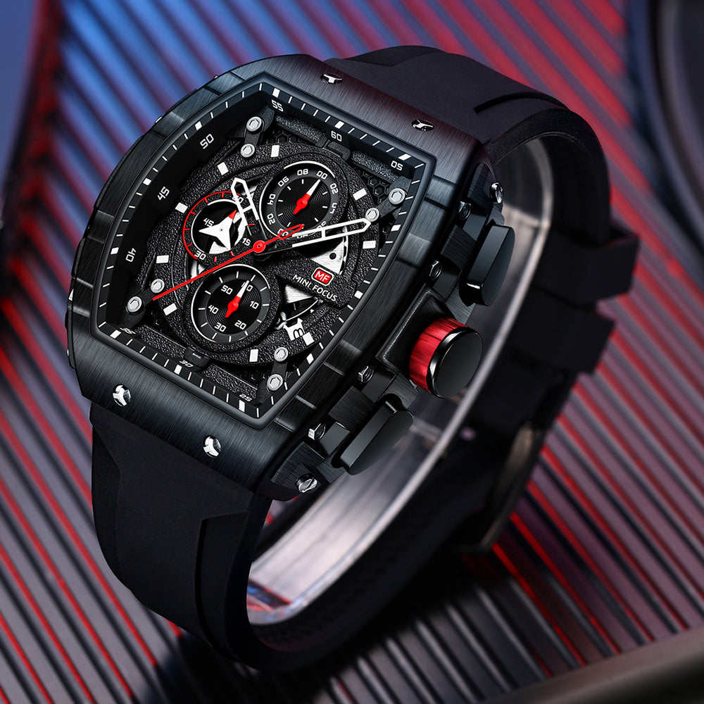 Mini Focus MF0399G.05 Apex Chronograph Black Watch Square Shaped with Date Display for Men