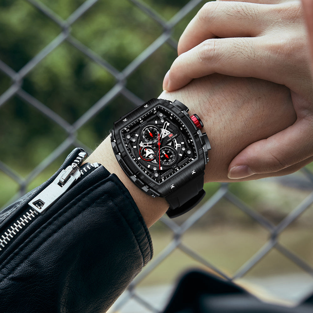 Mini Focus MF0399G.05 Apex Chronograph Black Watch Square Shaped with Date Display for Men