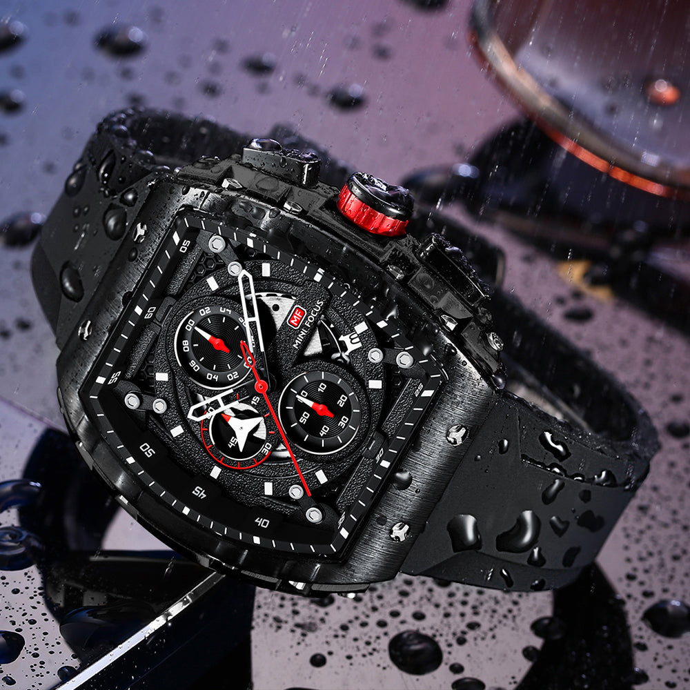 Mini Focus MF0399G.05 Apex Chronograph Black Watch Square Shaped with Date Display for Men
