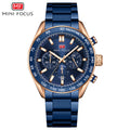 Mini Focus MF0403G.04 Blue and Rose Gold Chronograph Watch for Men with Date Display