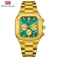 Mini Focus MF0414G.02 Imperial Emerald Chronograph – Gilded Steel Majesty & Geometric Power