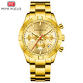 Mini Focus MF0416G.02 Golden Chronograph Watch for Men with Date Display