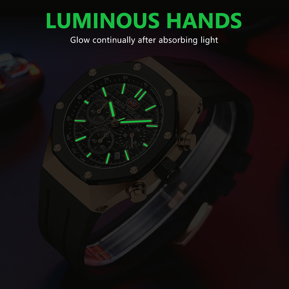Mini Focus MF0417G.01 Stealth Tachymeter Chronograph – Rose Gold Surge & Onyx Silicone Command