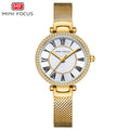 Gold Mesh Strap 25mm Diamond Watch for Women