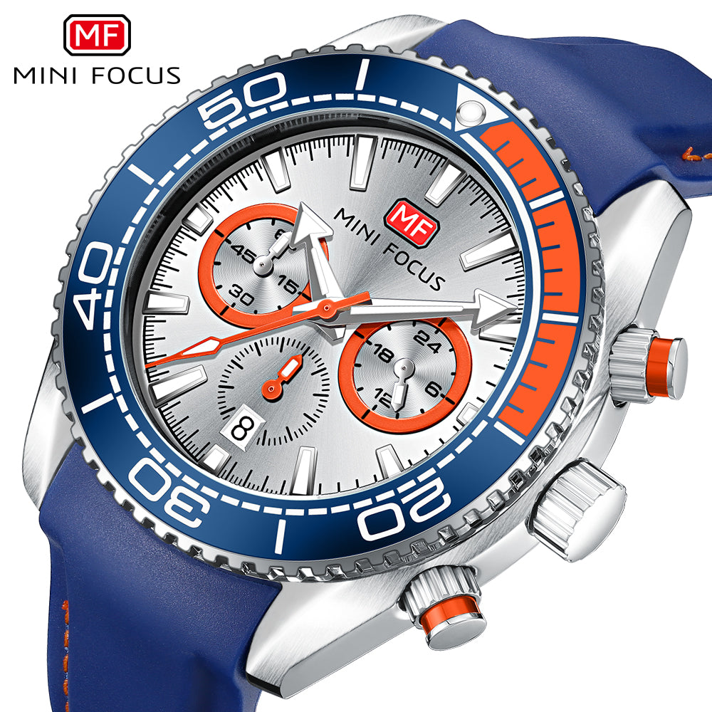 Mini Focus MF0426G.01 Seamaster Chronograph – Aquatic Surge Edition (Blue and Orange)