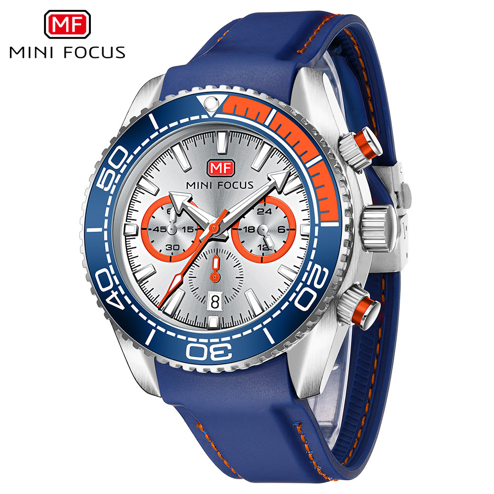 Mini Focus MF0426G.01 Seamaster Chronograph – Aquatic Surge Edition (Blue and Orange)