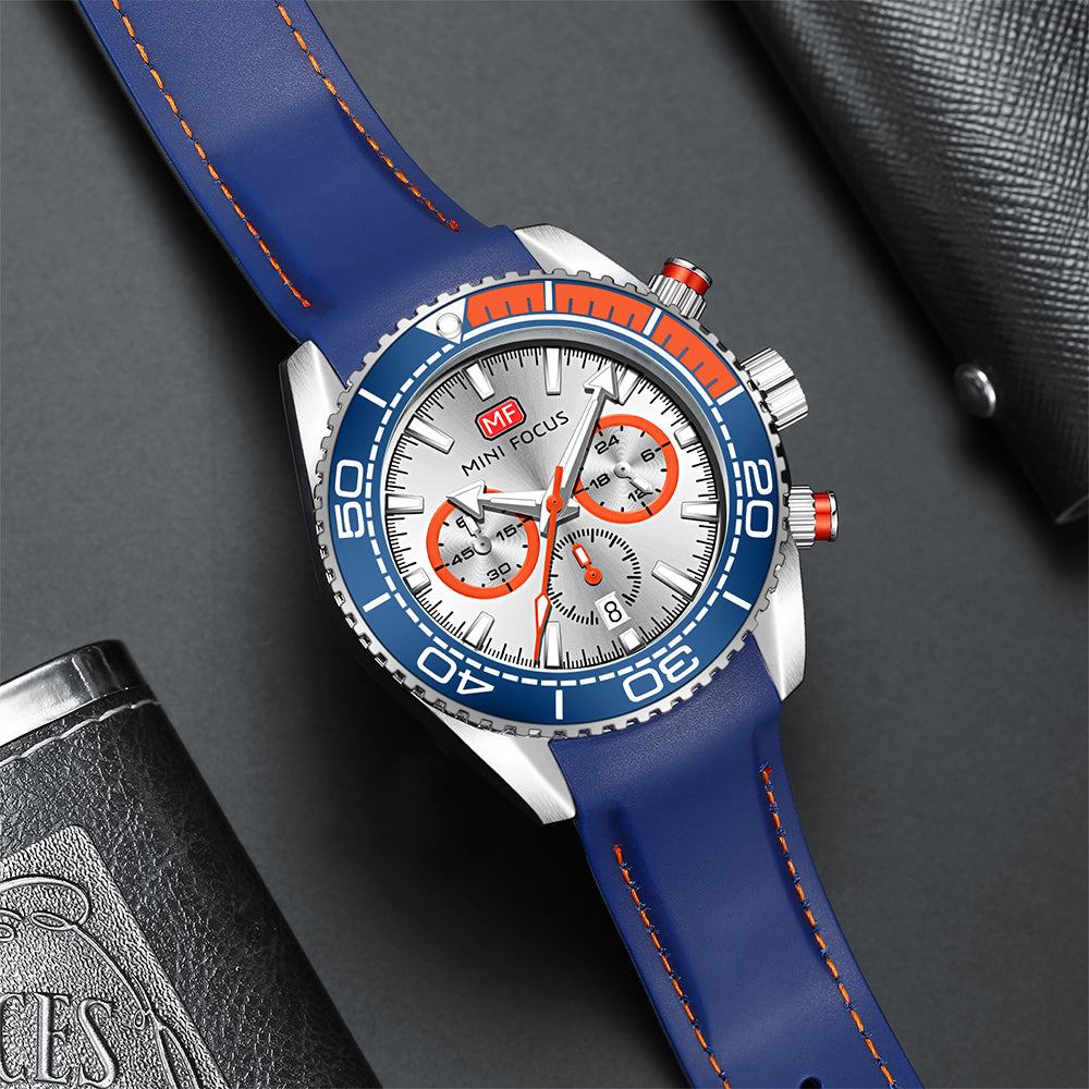 Mini Focus MF0426G.01 Seamaster Chronograph – Aquatic Surge Edition (Blue and Orange)
