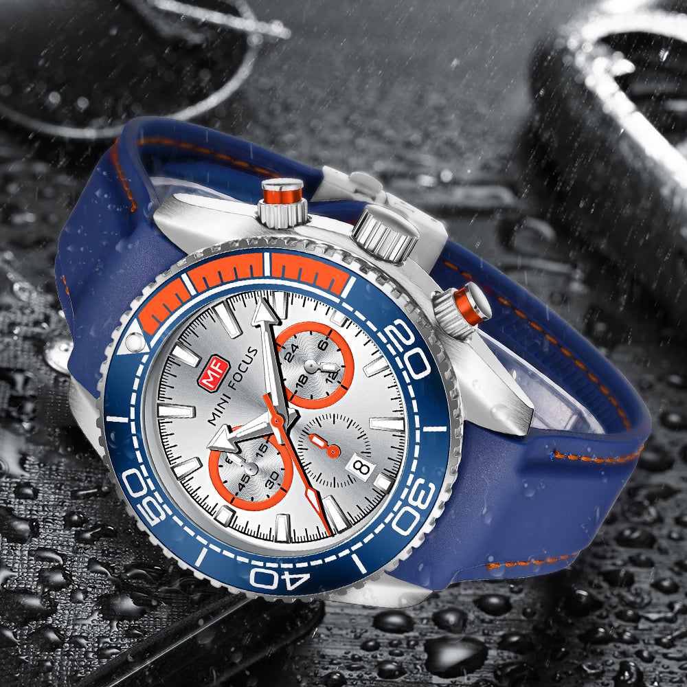 Mini Focus MF0426G.01 Seamaster Chronograph – Aquatic Surge Edition (Blue and Orange)