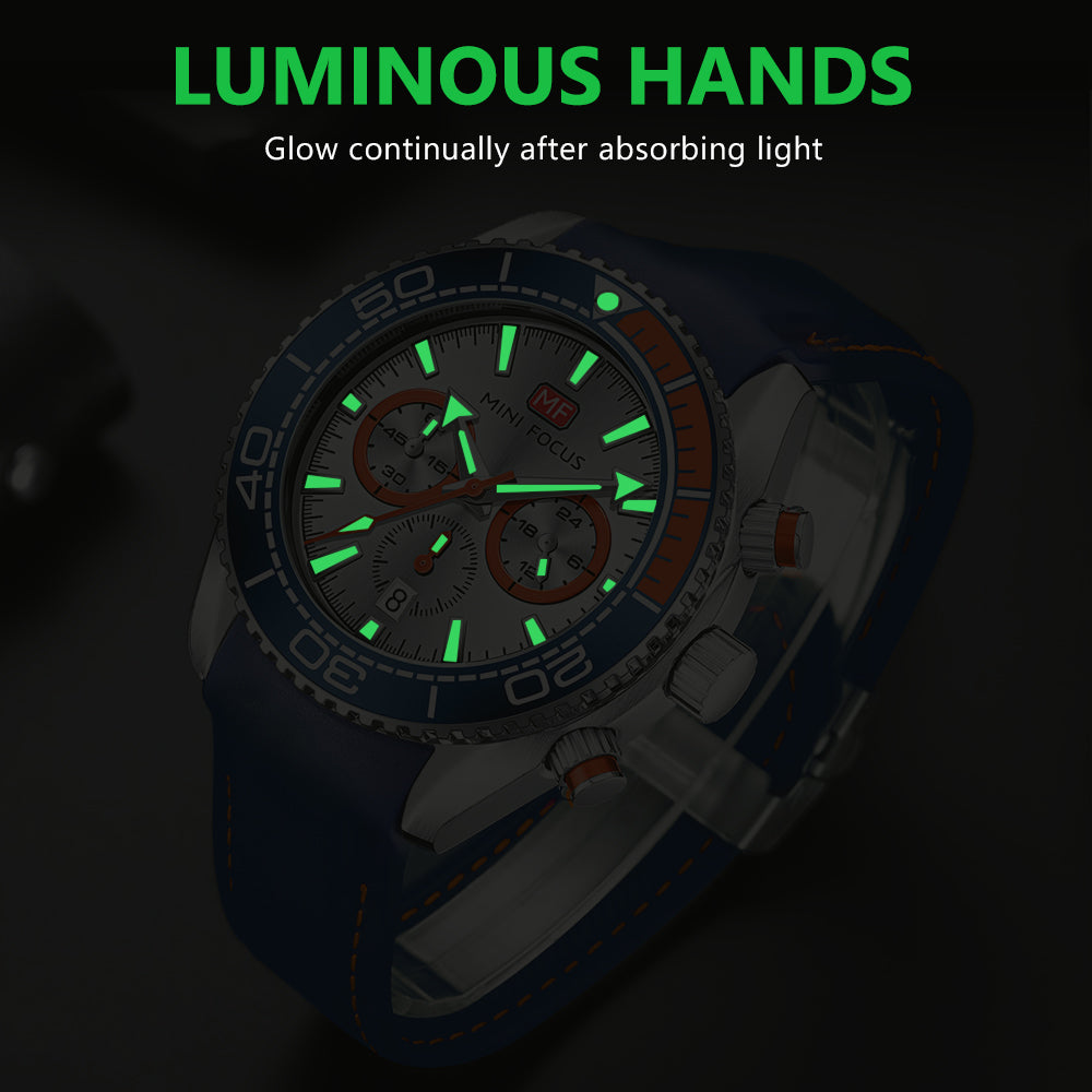 Mini Focus MF0426G.01 Seamaster Chronograph – Aquatic Surge Edition (Blue and Orange)