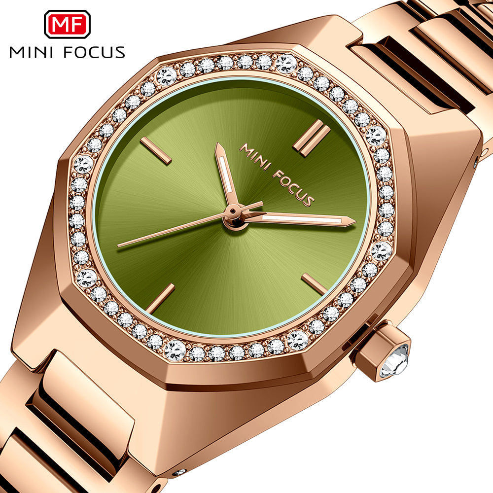 Mini Focus MF0433L.04 Golden Sage Crystal Bezel Watch