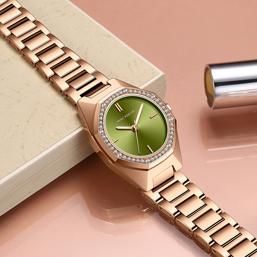 Mini Focus MF0433L.04 Golden Sage Crystal Bezel Watch