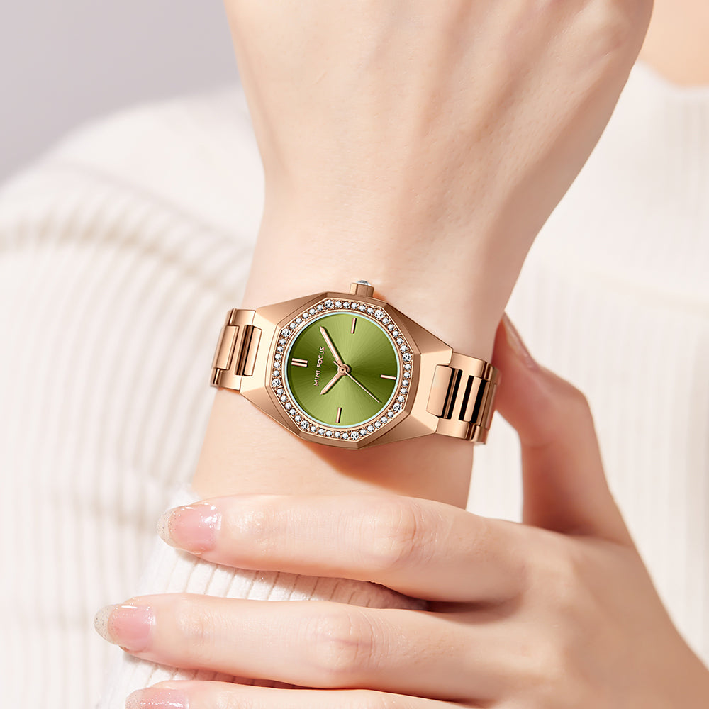 Mini Focus MF0433L.04 Golden Sage Crystal Bezel Watch