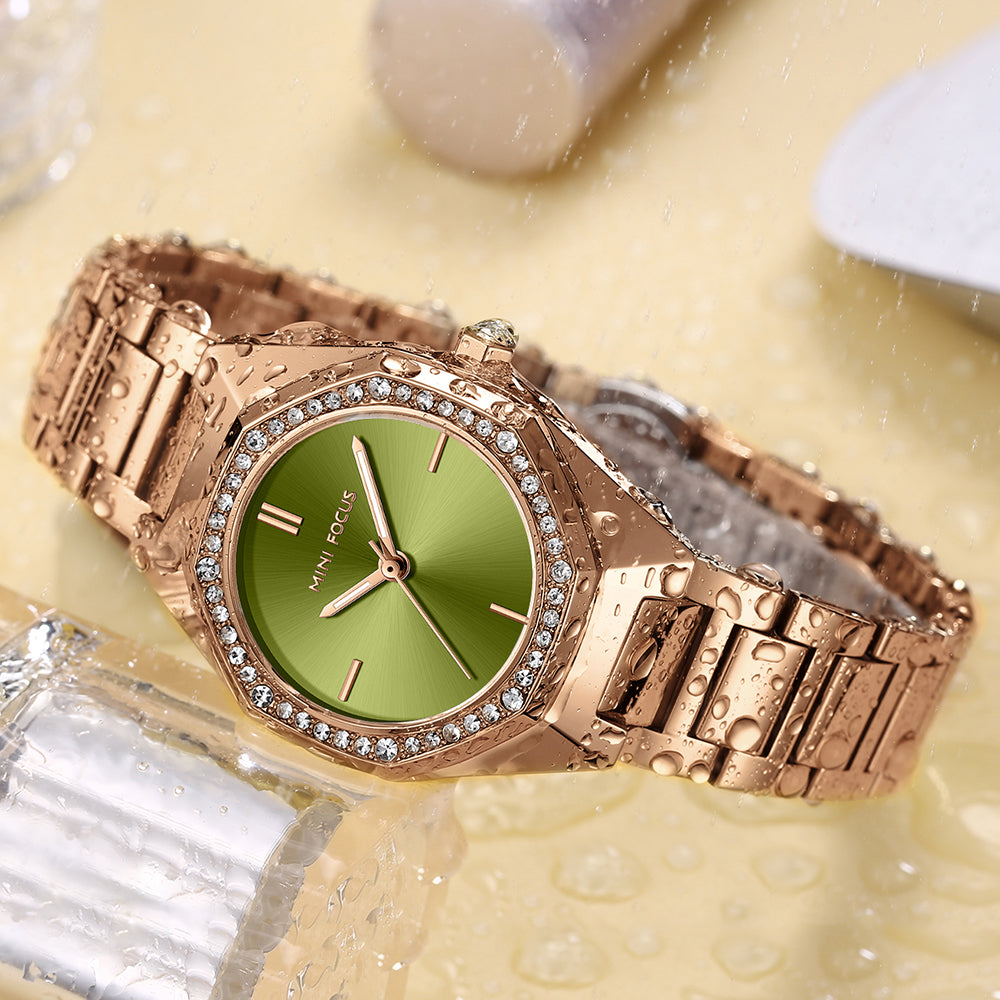 Mini Focus MF0433L.04 Golden Sage Crystal Bezel Watch