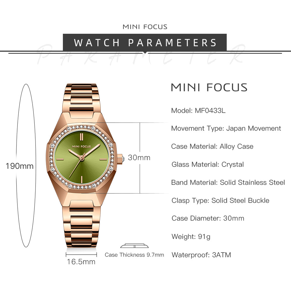 Mini Focus MF0433L.04 Golden Sage Crystal Bezel Watch