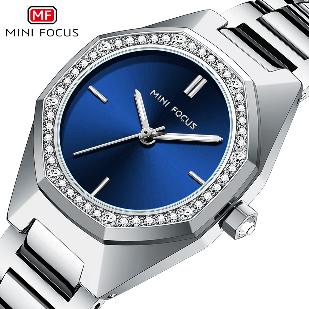 Mini Focus MF0433L.01 Blue Geometric Quartz Watch for Ladies