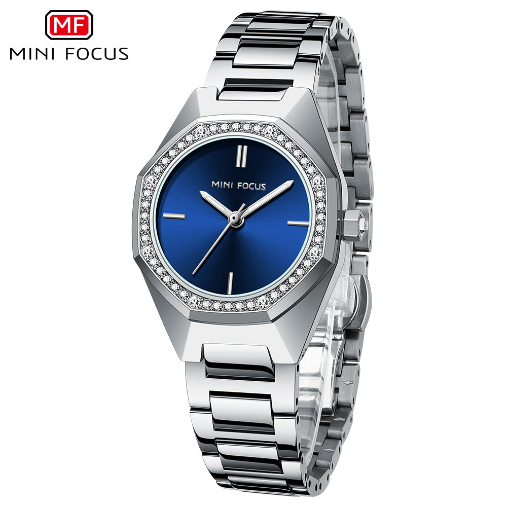Mini Focus MF0433L.01 Blue Geometric Quartz Watch for Ladies