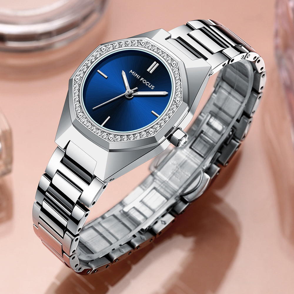 Mini Focus MF0433L.01 Blue Geometric Quartz Watch for Ladies