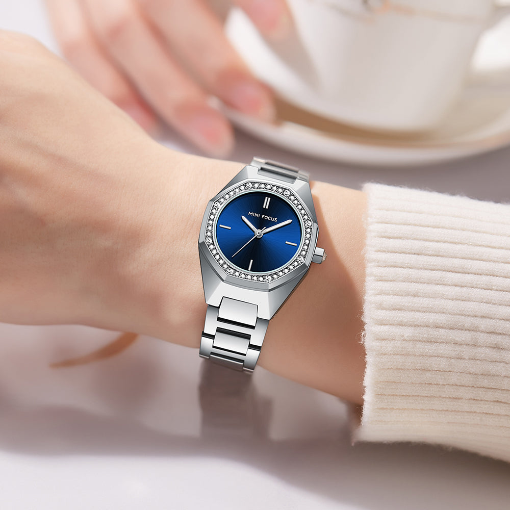 Mini Focus MF0433L.05 Diamond Sapphire Quartz – Celestial Blue Geometric Watch