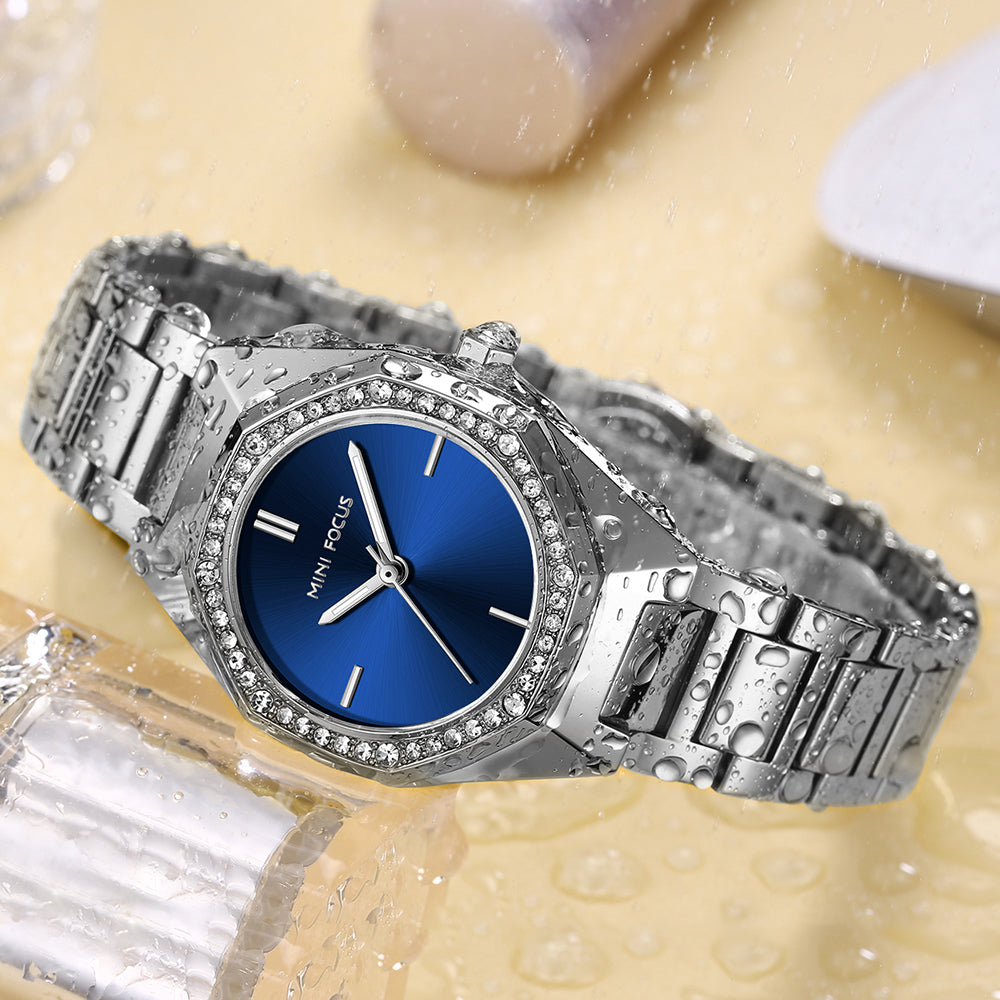 Mini Focus MF0433L.01 Blue Geometric Quartz Watch for Ladies