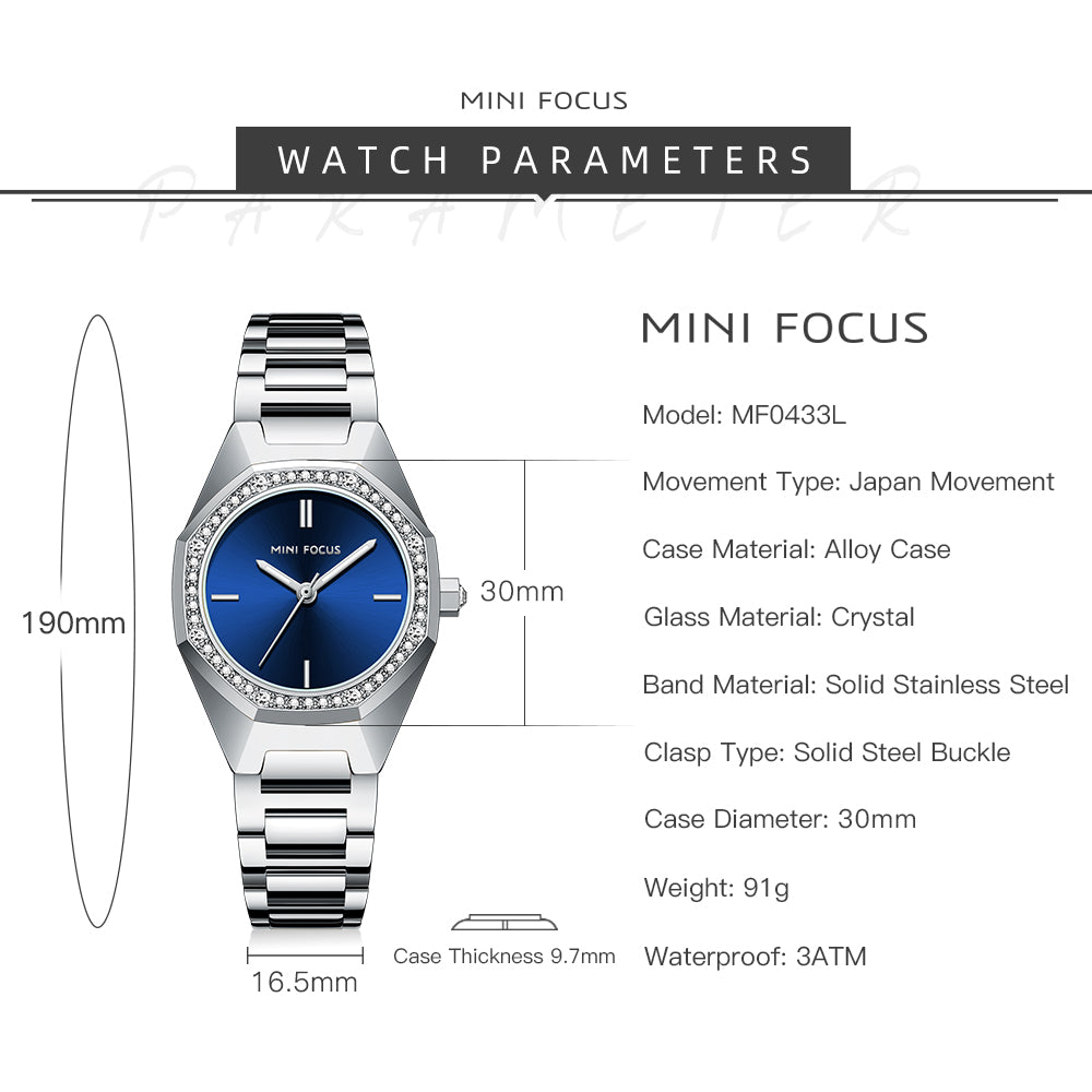 Mini Focus MF0433L.01 Blue Geometric Quartz Watch for Ladies