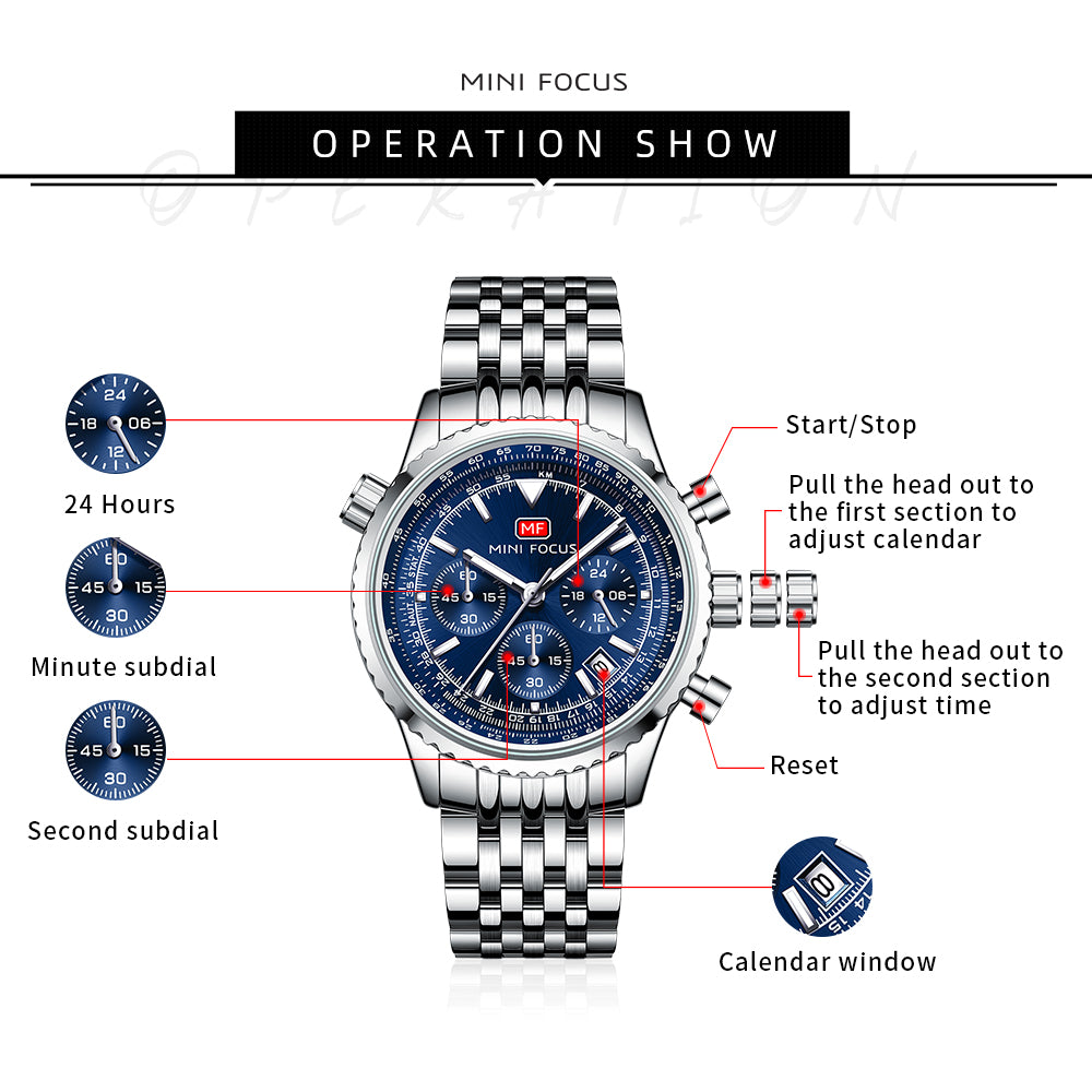 Mini Focus MF0463G.03 Elite Chronograph – Majestic Marine Steel Powerhouse