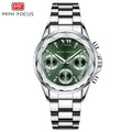 Mini Focus MF0466L.02 Silver Metal Belt with Green Dial and Diamond Shape Bezel Watch for Women