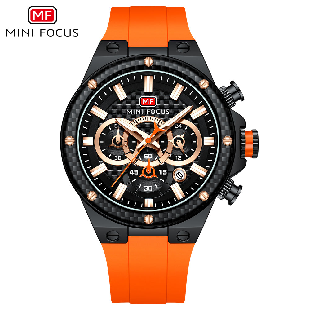Orange Carbon Fibre Chronograph Watch for Men