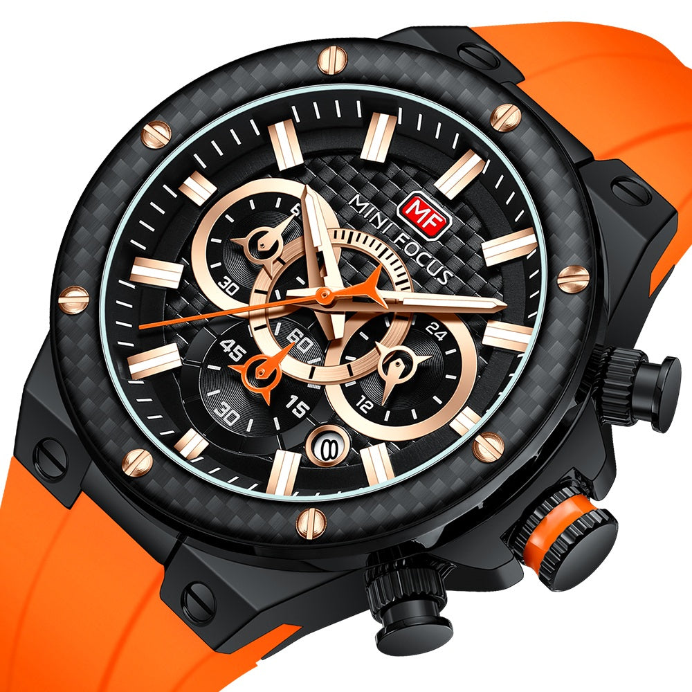 Orange Carbon Fibre Chronograph Watch for Men
