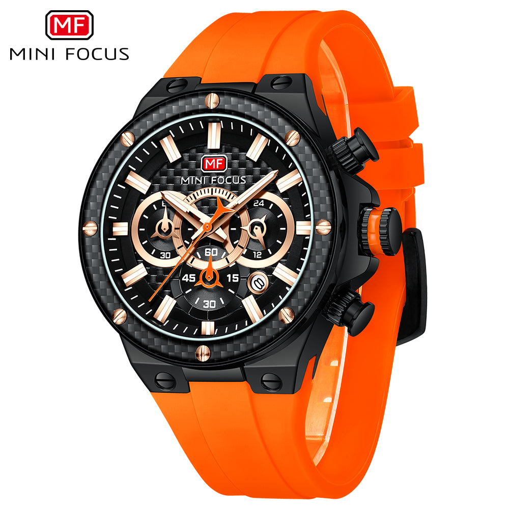 Orange Carbon Fibre Chronograph Watch for Men