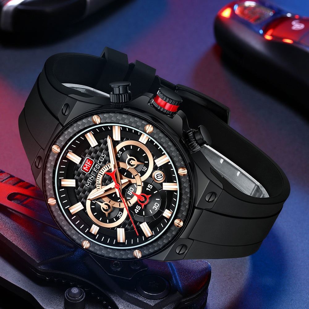 Black Carbon Fibre Watch for Men
