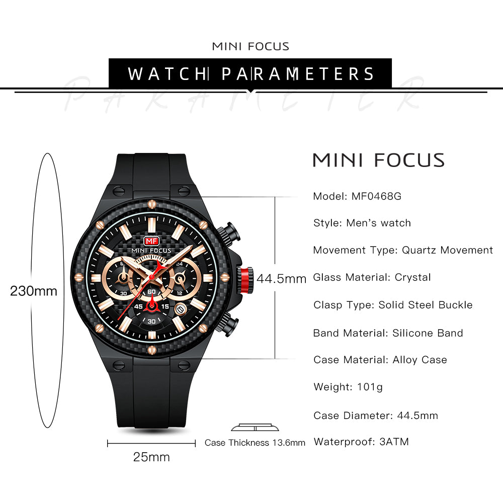 Black Carbon Fibre Watch for Men