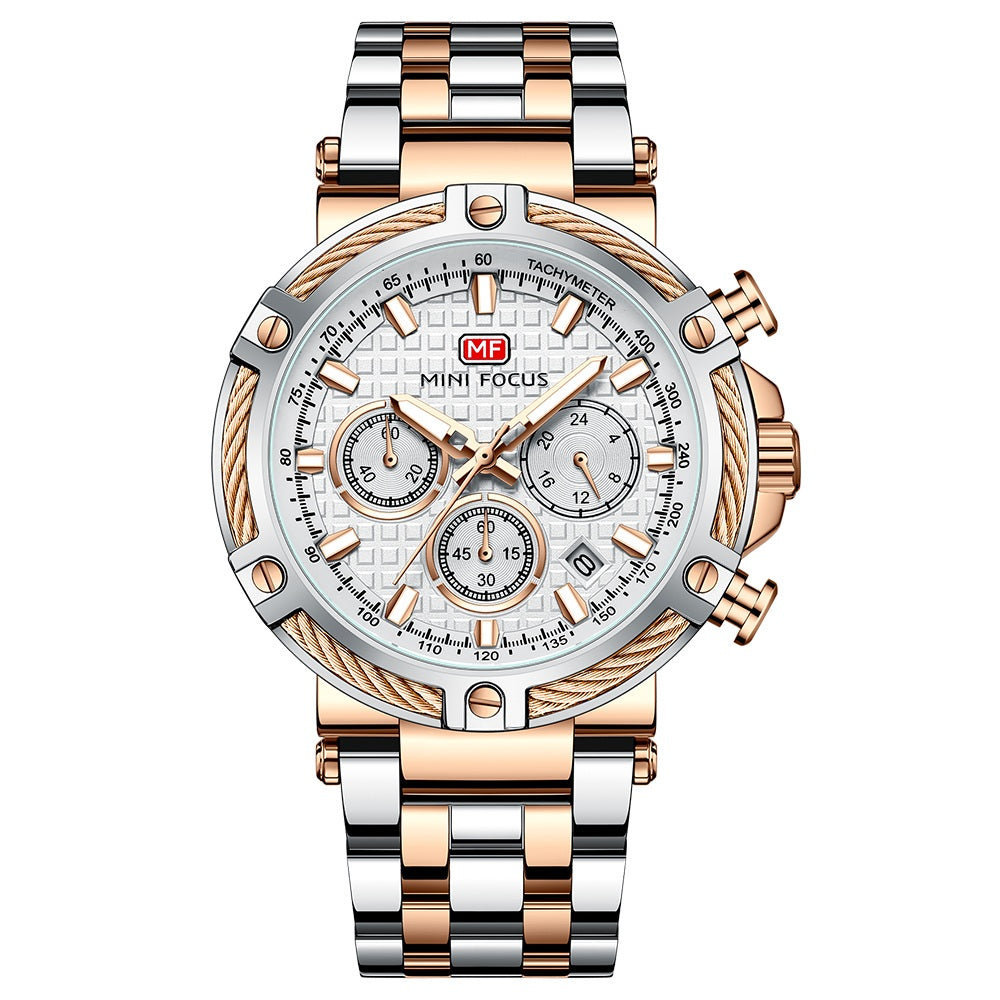 Two-Tone Rose Gold Chronograph Watch for Men