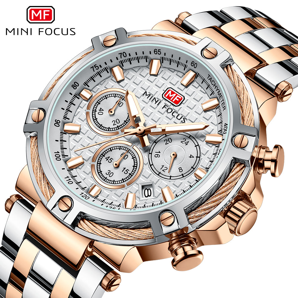 Two-Tone Rose Gold Chronograph Watch for Men