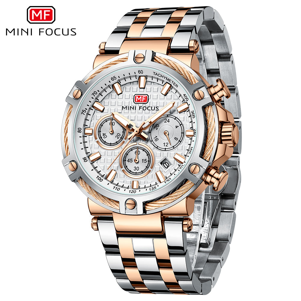 Two-Tone Rose Gold Chronograph Watch for Men