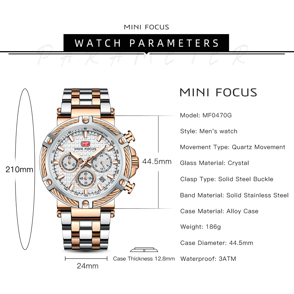 Two-Tone Rose Gold Chronograph Watch for Men